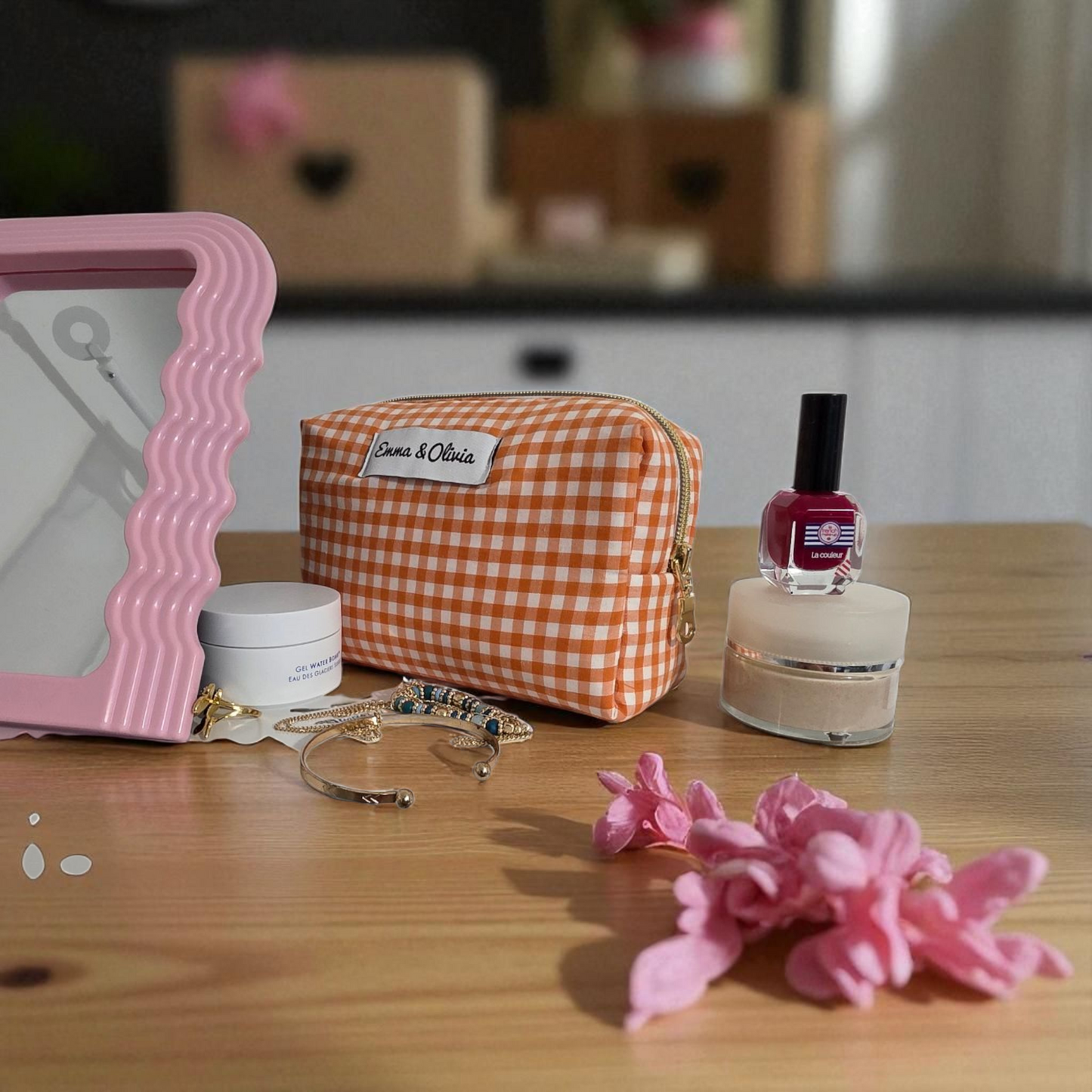 Trousse vichy orange