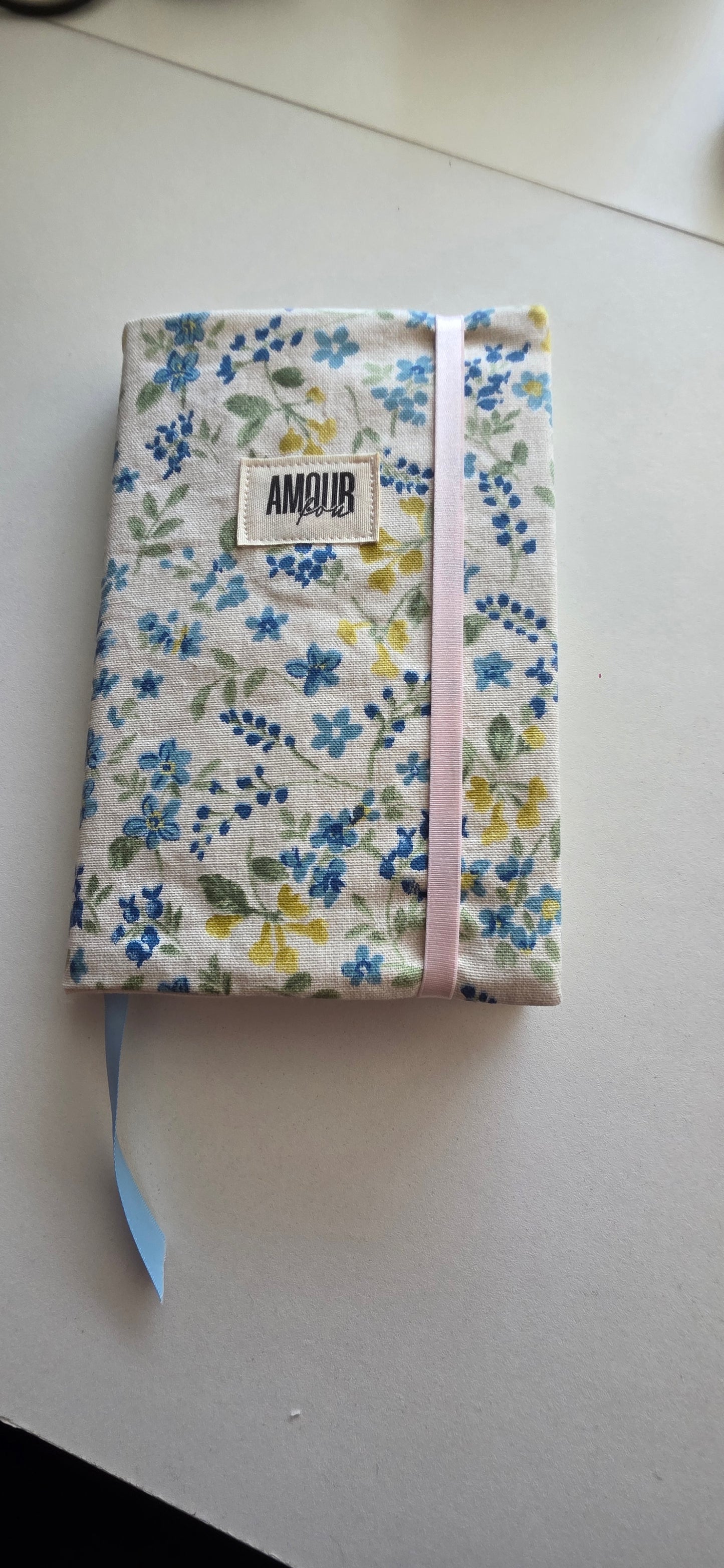 Couvre livre ajustable fleur bleu