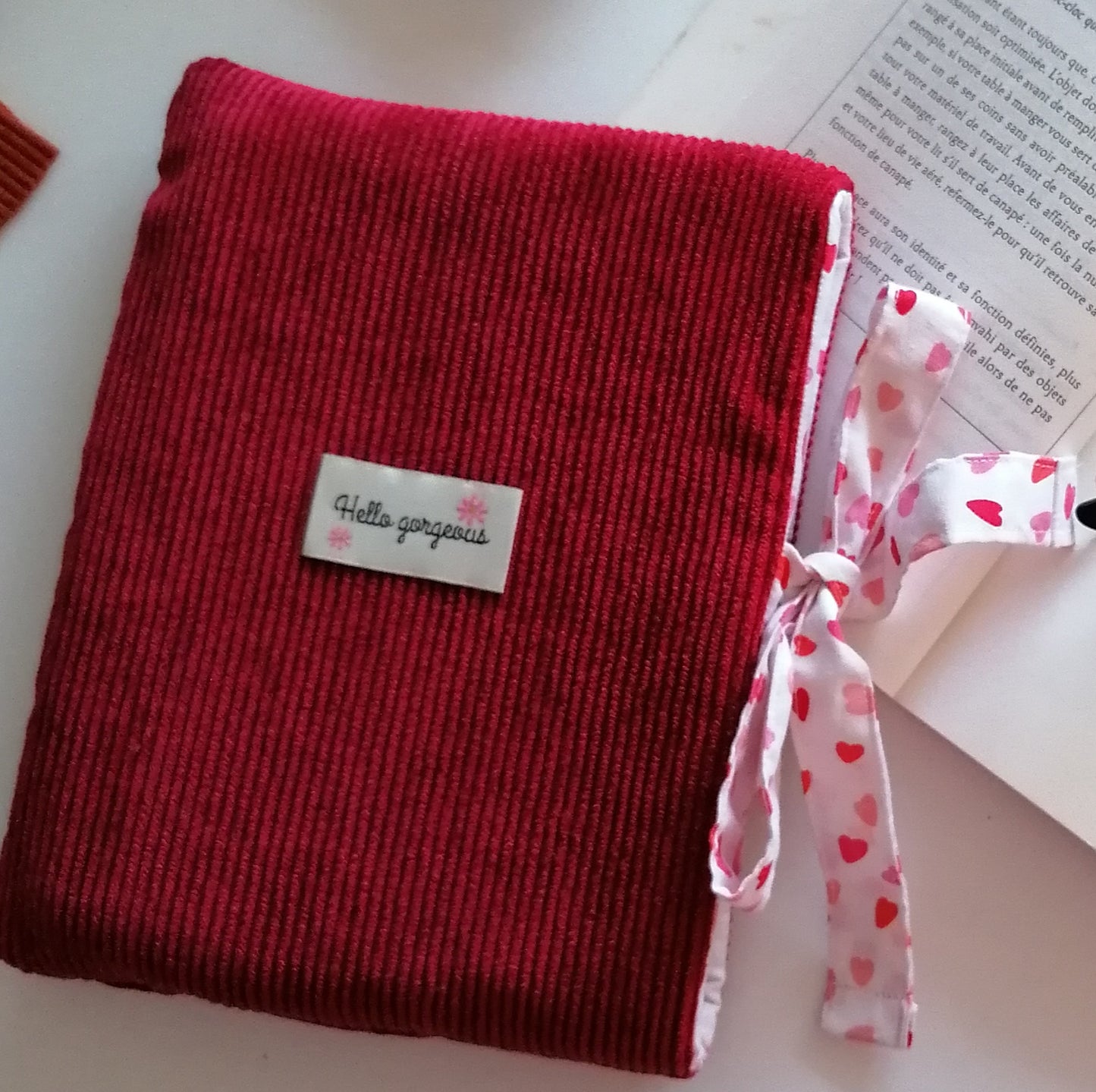 Pochette livre velours côtelé