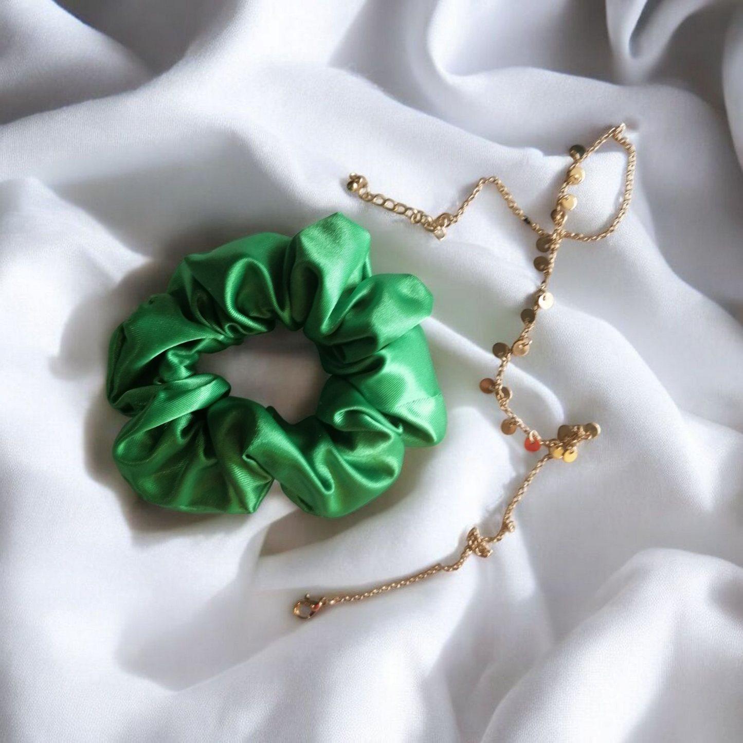 Chouchou satin vert