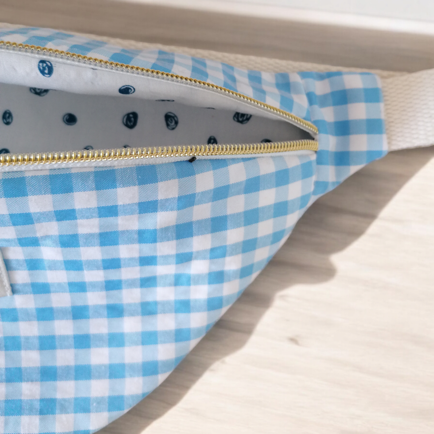 Sac banane vichy bleu