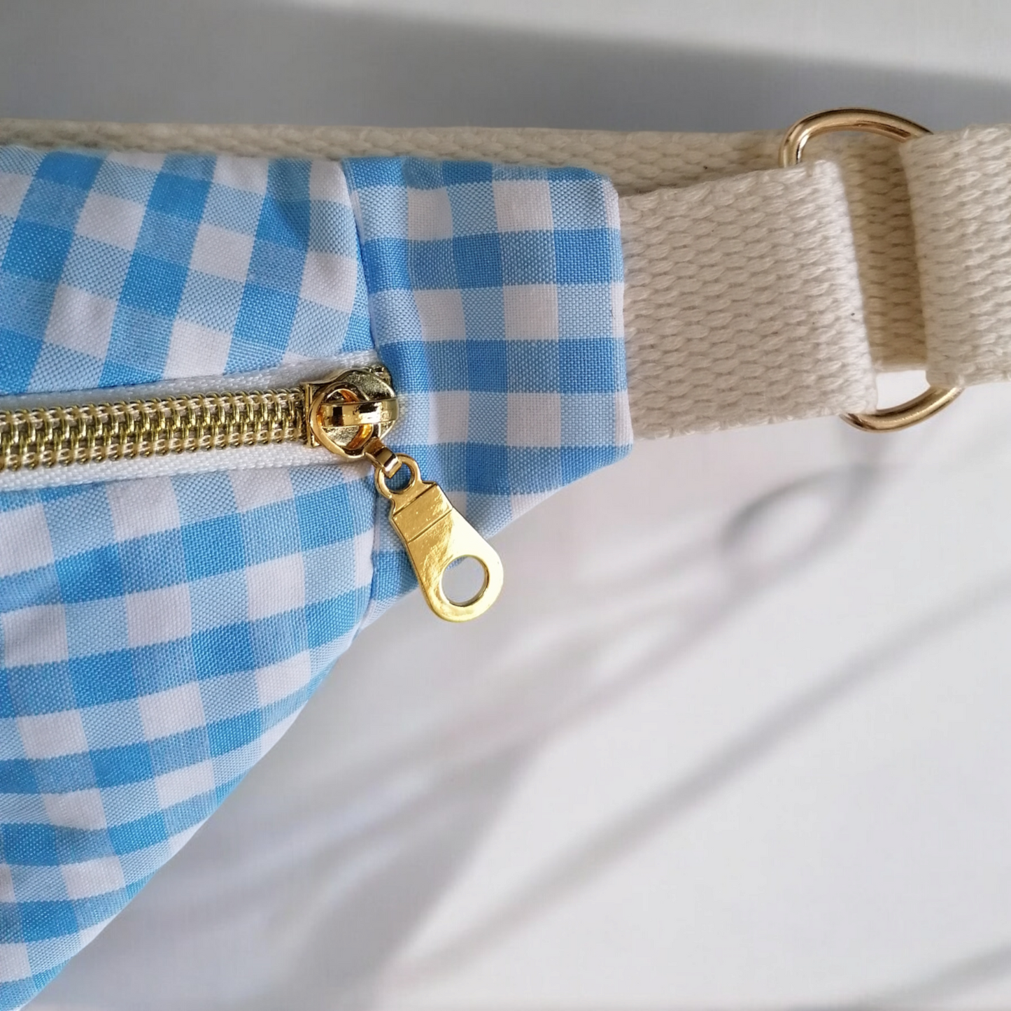 Sac banane vichy bleu