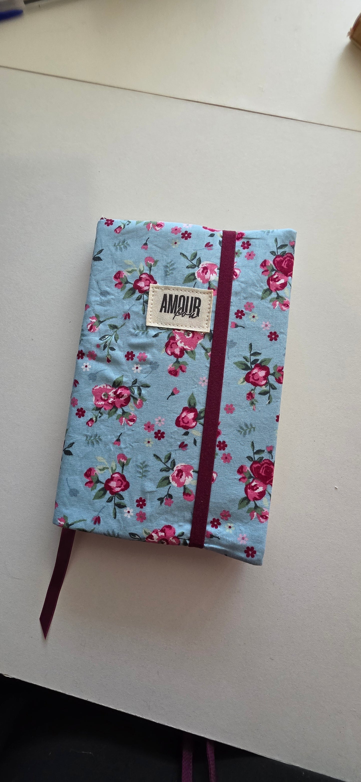 Couvre livre fleur rouge