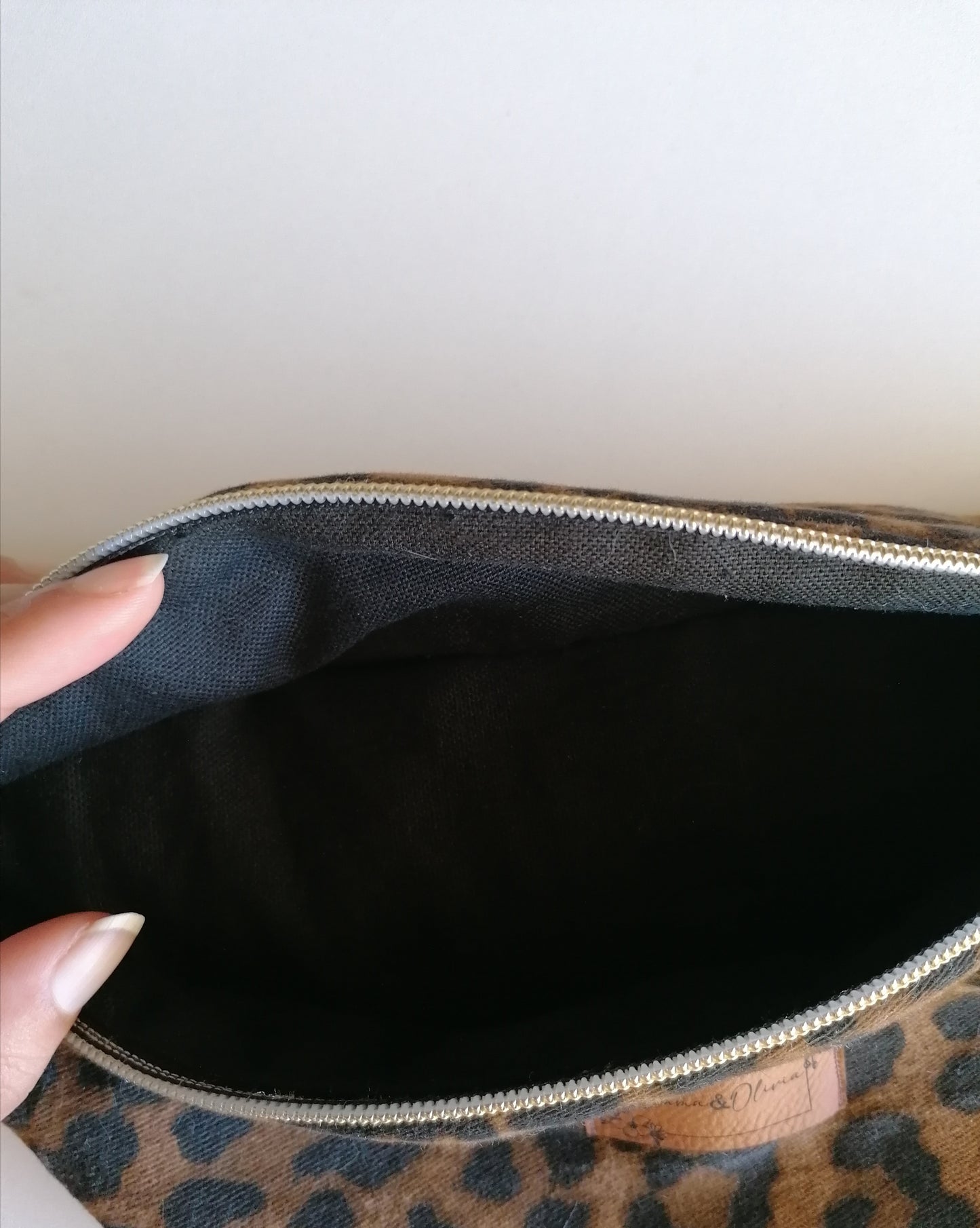 Sac banane denim motif léopard