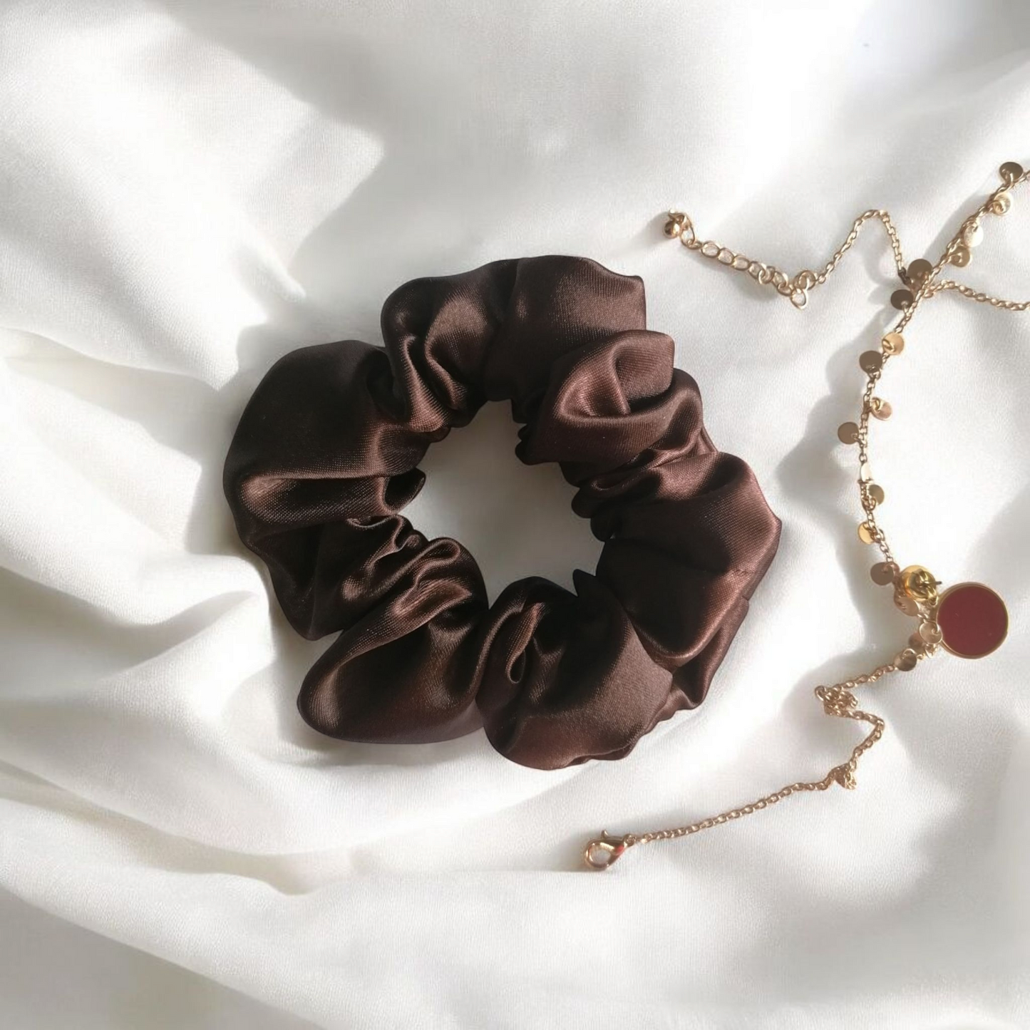 Chouchou satin marron