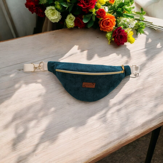 Sac banane velours côtelé vert