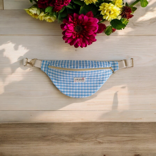 Sac banane vichy bleu