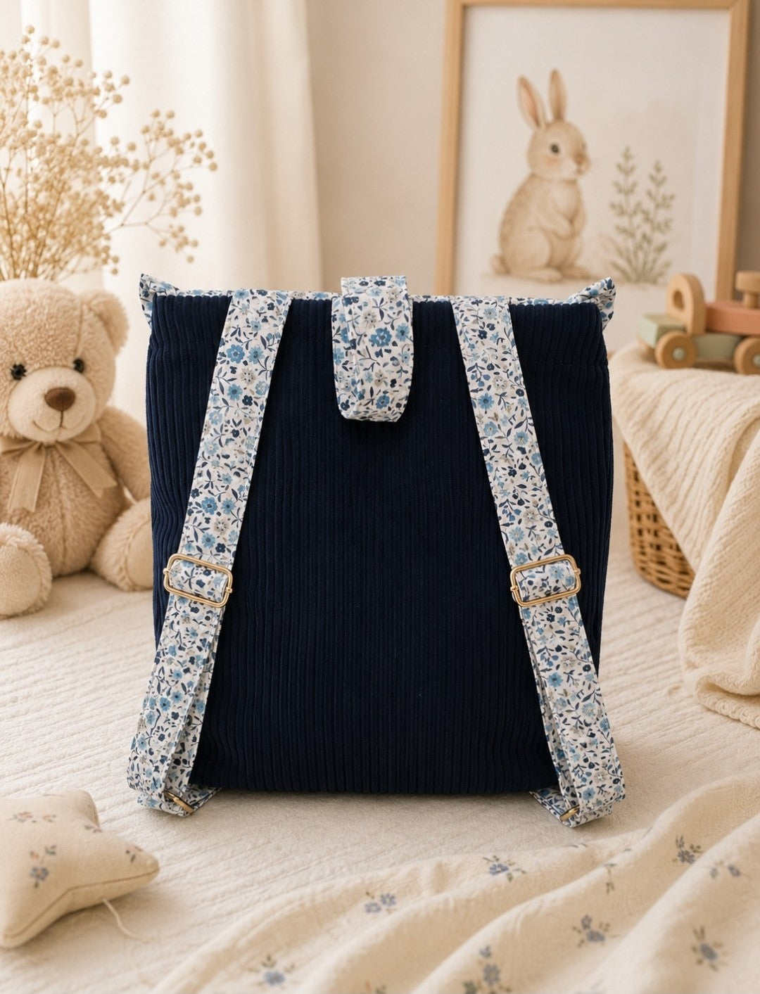 Sac à fleurs bleues
