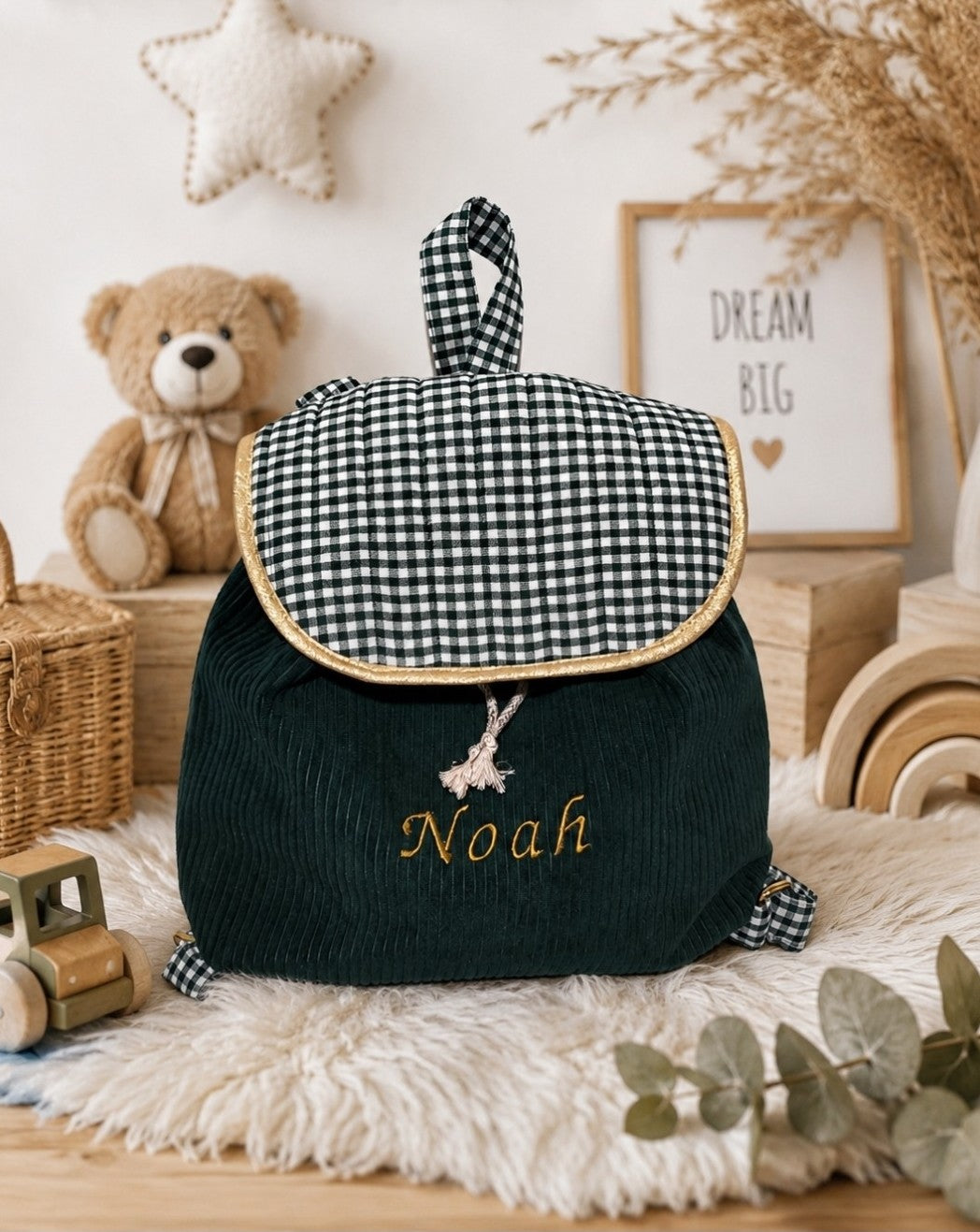 Sac à dos vichy vert