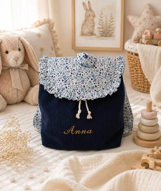 Sac à fleurs bleues