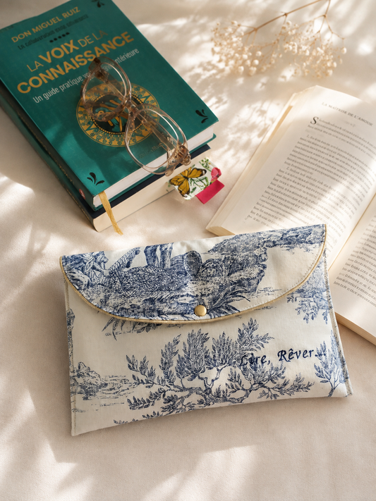 pochette à livre toile de Jouy